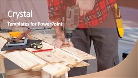  Presentation with home improvement - Cool new presentation with home improvement tools - male using an electric hand backdrop and a red colored foreground