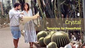  Presentation with botanical garden - Colorful presentation enhanced with male-visitor-and-female-guide backdrop and a violet colored foreground