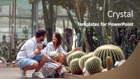  Presentation with botanical garden - Presentation consisting of male-visitor-listen-to-female background and a dark gray colored foreground