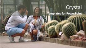  Presentation with botanical garden - Slide deck with male-visitor-taking-photo background and a dark gray colored foreground