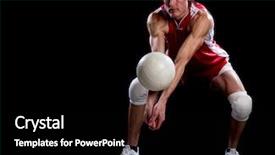  Presentation with volleyball - Presentation theme consisting of male volleyball player studio shot over black background and a black colored foreground