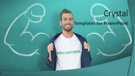  Presentation with social volunteer work - Cool new presentation theme with male volunteer against green chalkboard backdrop and a  colored foreground