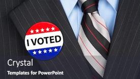  Presentation with vote - Beautiful presentation theme featuring male-voter-in-his-business backdrop and a wine colored foreground