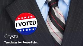  Presentation with vote - Audience pleasing slide set consisting of male-voter-in-his-business backdrop and a wine colored foreground