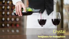  Presentation with wine industry - PPT theme enhanced with male waiter pouring wine background and a tawny brown colored foreground