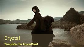  Presentation with strong wind - PPT theme consisting of male-wanderer-in-a-black background and a tawny brown colored foreground