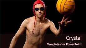  Presentation with water polo - PPT layouts having male water polo player studio background and a  colored foreground