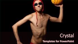  Presentation with water polo - Colorful slide set enhanced with male water polo player studio backdrop and a wine colored foreground