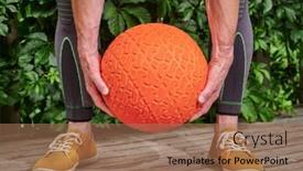  Presentation with gym ball - Presentation enhanced with male-wearing-compression-sleeves background and a coral colored foreground
