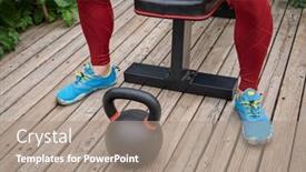  Presentation with iron - PPT theme having male-wearing-compression-tights background and a coral colored foreground