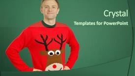  Presentation with christmas red - Slide deck enhanced with male wearing red christmas jumper background and a ocean colored foreground