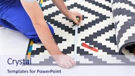  Presentation with carpet - Audience pleasing slide deck consisting of male worker fitting carpet backdrop and a sky blue colored foreground