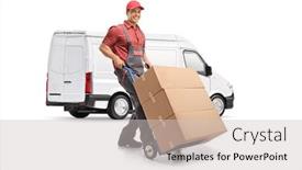  Presentation with worker - Presentation theme consisting of male-worker-in-a-uniform background and a light gray colored foreground