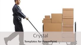  Presentation with boxes - Theme featuring male-worker-in-a-uniform background and a light gray colored foreground