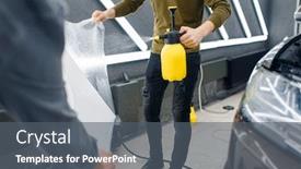  Presentation with car - Theme having male-workers-wets-template background and a gray colored foreground