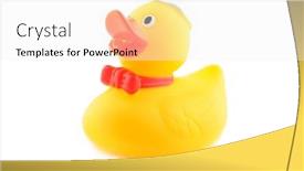  Presentation with rubber duck - Cool new presentation theme with male yellow rubber duck isolated on white backdrop and a white colored foreground