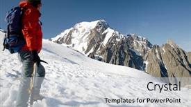  Presentation with blanc - Amazing PPT theme having male young climber standing backdrop and a light gray colored foreground