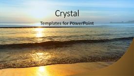  Presentation with sunset coast of the sea - Cool new slide deck with malibu - beautiful sunset on coast sea backdrop and a light blue colored foreground