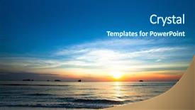  Presentation with sunset coast of the sea - Cool new presentation theme with malibu - beautiful sunset on coast backdrop and a ocean colored foreground