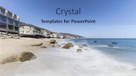  Presentation with los angeles - Presentation consisting of malibu beach homes with motion blur surf near los angeles in southern california background and a teal colored foreground