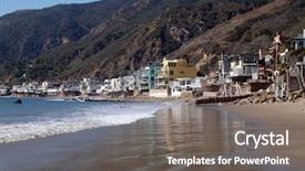  Presentation with california - Audience pleasing presentation design consisting of malibu california beach life row backdrop and a gray colored foreground