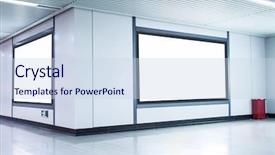  Presentation with advertising - Presentation enhanced with mall advertising - blank billboard on the wall background and a sky blue colored foreground