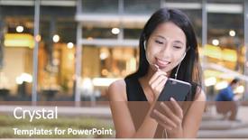  Presentation with navy video - Presentation theme with mall asia - woman making video call background and a coral colored foreground