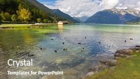 Presentation with blue crystal - PPT theme consisting of mallards coots swimming in crystal background and a  colored foreground