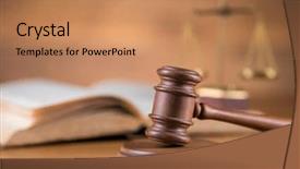  Presentation with mallet - Cool new presentation theme with mallet of judge wooden gavel backdrop and a coral colored foreground