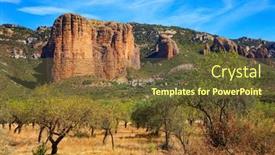  Presentation with olive grove - Presentation theme having mallets-of-riglos background and a tawny brown colored foreground