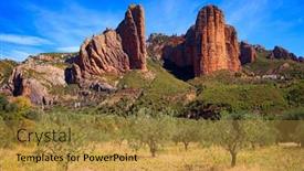 Presentation with olive grove - PPT theme featuring mallets-of-riglos background and a gold colored foreground