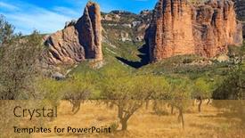  Presentation with olive grove - PPT layouts consisting of mallets-of-riglos background and a gold colored foreground