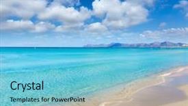  Presentation with beach - PPT theme enhanced with mallorca-can-picafort-beach background and a light blue colored foreground