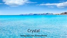  Presentation with beach - PPT theme having mallorca-can-picafort-beach background and a light blue colored foreground