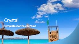  Presentation with beach - PPT theme consisting of mallorca-can-picafort-beach background and a teal colored foreground