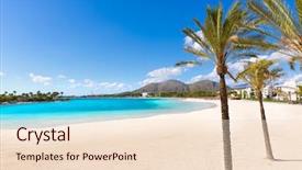  Presentation with palm beach - PPT theme featuring mallorca majorca at balearic background and a lemonade colored foreground
