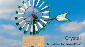  Presentation with windmill - PPT layouts featuring mallorca majorca windmill in campos balearic islands of spain background and a light blue colored foreground