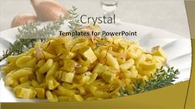  Presentation with saffron - Beautiful presentation theme featuring malloreddus pasta with mozzarella onions and saffron backdrop and a soft green colored foreground