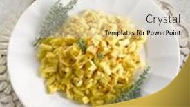  Presentation with saffron - PPT theme with malloreddus-pasta-with-mozzarella-onions background and a lemonade colored foreground
