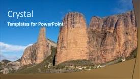  Presentation with spain - Slides enhanced with mallos-de-riglos-huesca-province background and a ocean colored foreground