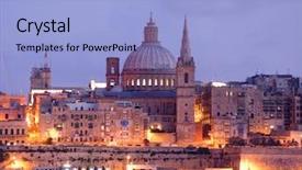  Presentation with malta - Amazing slides having malta - night view of valletta backdrop and a light blue colored foreground