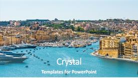  Presentation with malta - Amazing PPT theme having malta - view on valletta from sea backdrop and a teal colored foreground