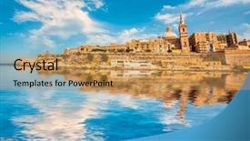  Presentation with reflection - Cool new slide set with malta - view on valletta with its backdrop and a coral colored foreground