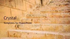  Presentation with stacked stone wall - Cool new presentation theme with yellowish - stone wall and stairs backdrop and a yellow colored foreground