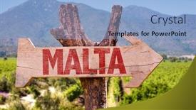 Presentation with winery - Colorful PPT layouts enhanced with malta-wooden-sign-with-winery backdrop and a light blue colored foreground