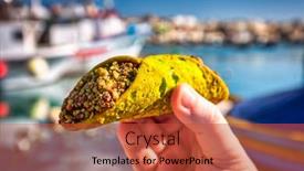  Presentation with fishing - Presentation design with maltese-pistachio-cannoli-in-hand background and a red colored foreground