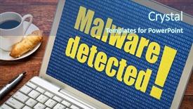  Presentation with malware - PPT theme having malware detected alert background and a ocean colored foreground