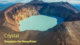  Presentation with volcano - Slide set having maly-semyachik-volcano-crater-pool background and a tawny brown colored foreground