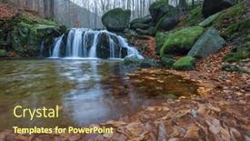  Presentation with unesco - Slide deck featuring maly-stolpich-waterfall-jizerskohorske-buciny background and a tawny brown colored foreground