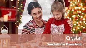  Presentation with christmas food - Theme enhanced with mama - merry christmas and happy holidays background and a coral colored foreground